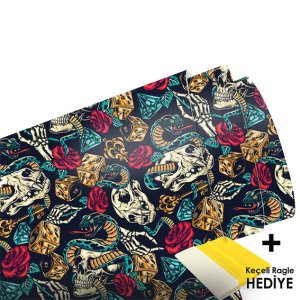 Poker Skull Metrelik Araç Kaplama Folyosu (Laminasyonlu)