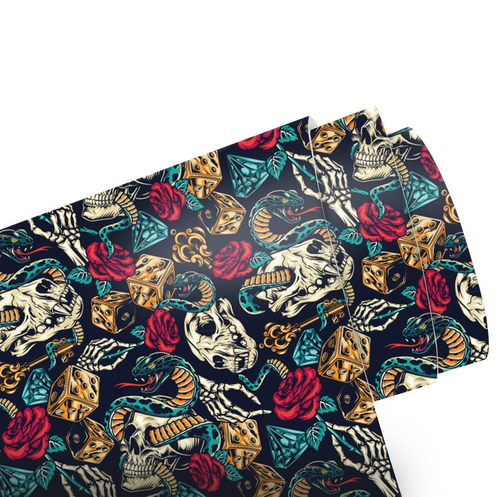 Poker Skull Metrelik Araç Kaplama Folyosu (Laminasyonlu) 152cm x 1m