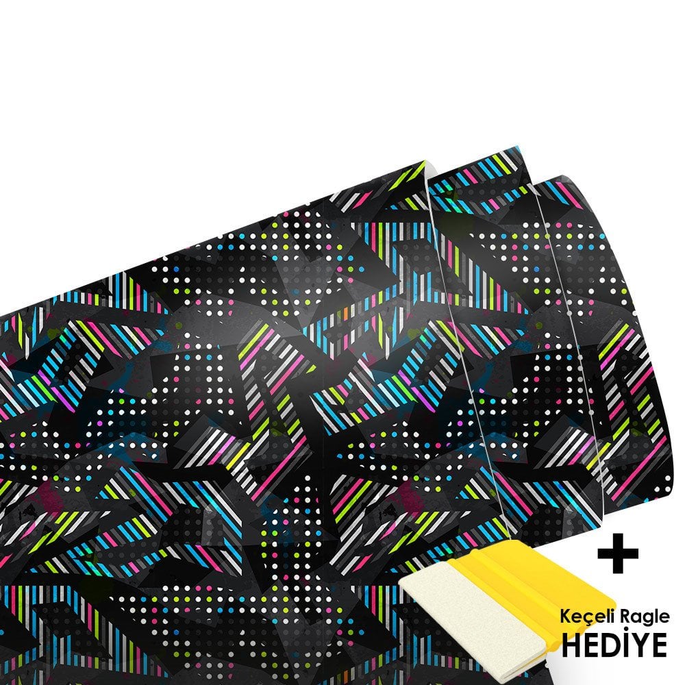 Black Colorful Metrelik Araç Kaplama Folyosu (Laminasyonlu)