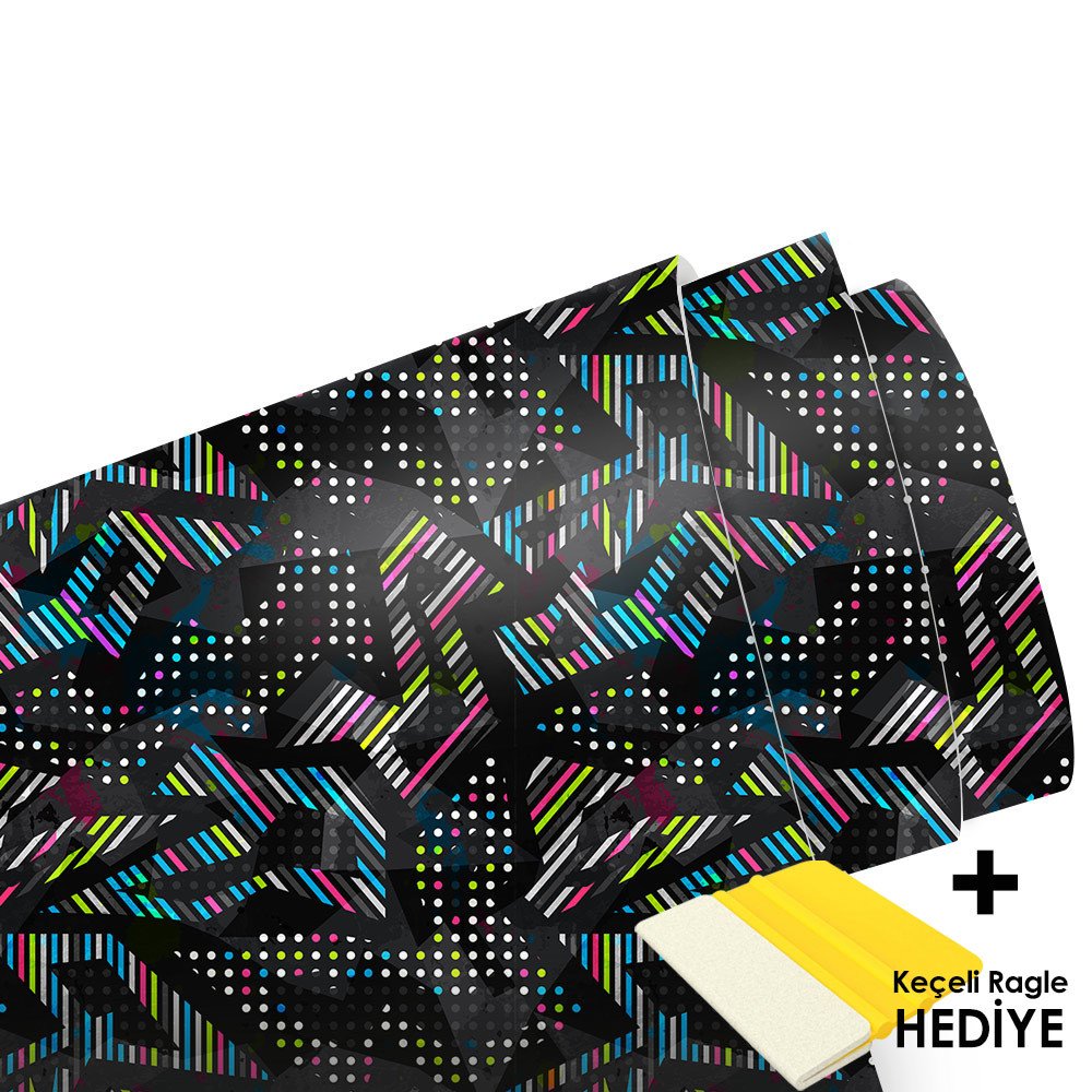 BLACK COLORFUL METRELİK ARAÇ KAPLAMA FOLYOSU (LAMİNASYONLU)