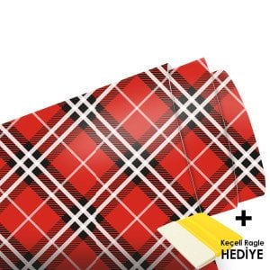 Kırmızı Ekose Metrelik Araç Kaplama Folyosu (Laminasyonlu)